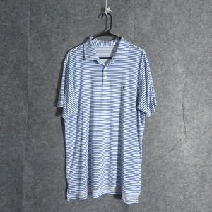 Draddy Sport Golf Polo Shirt Mens L Blue Striped Performance Short Sleeve Sports